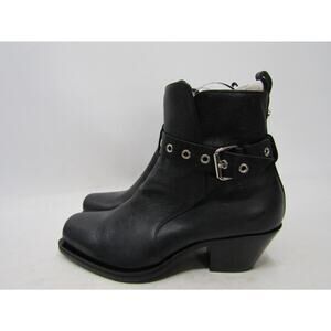 Versace Mens Size 43 EUR Black Leather Buckle Square Toe Ankle 6" Shaft Boots